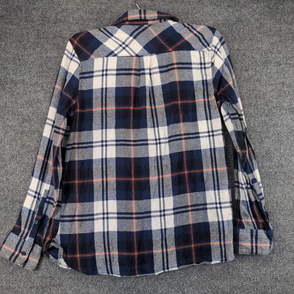 Woolrich Mens Button-Up Shirt Blue Plaid Medium Long Sleeve Chest Pockets - Picture 5 of 12